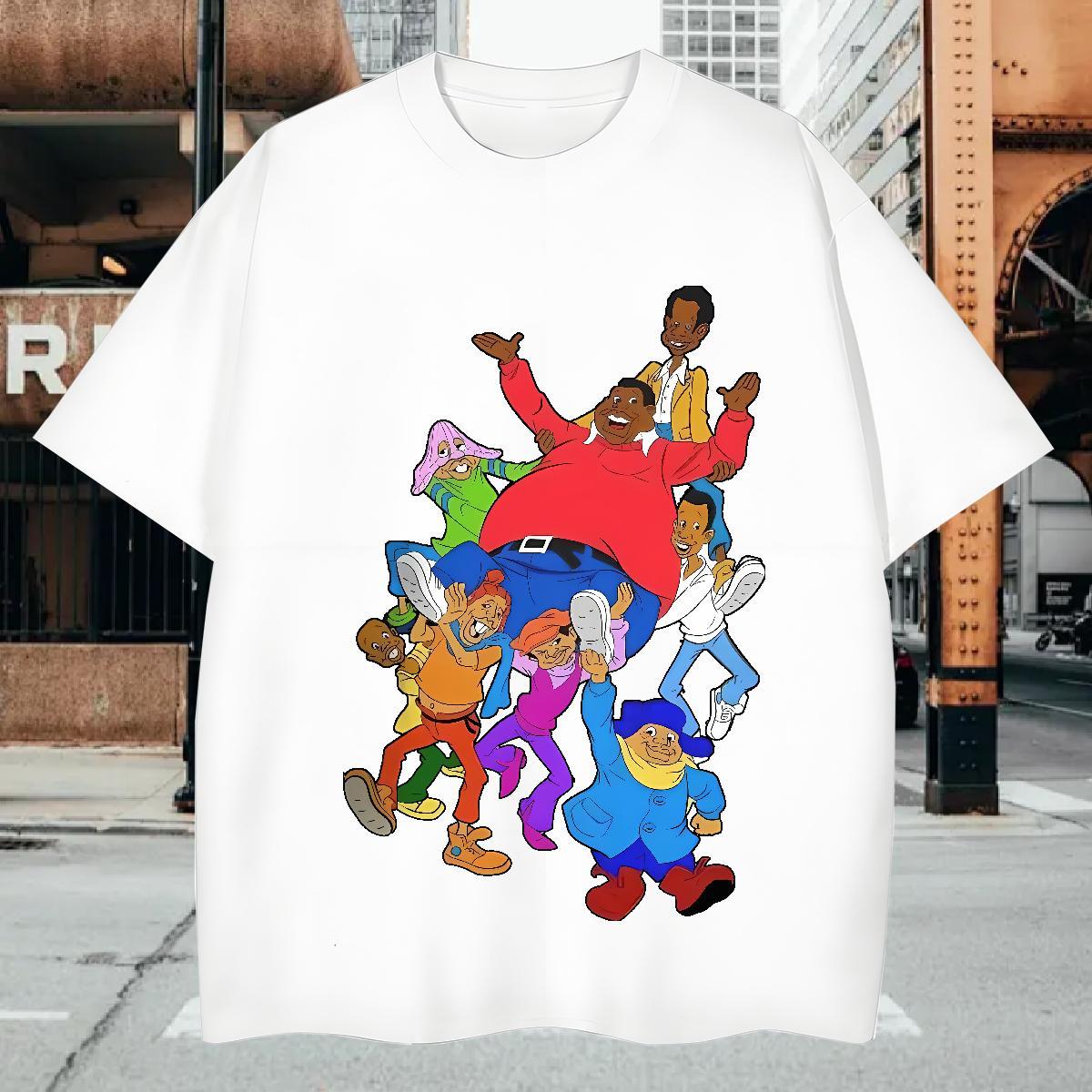 T shirt 230g 100% Cotton cartoon Daily Outfit Breathable Crew Neck Plus Size Cartoon Men Tops Tees Fashion Unisex Tee Shirt