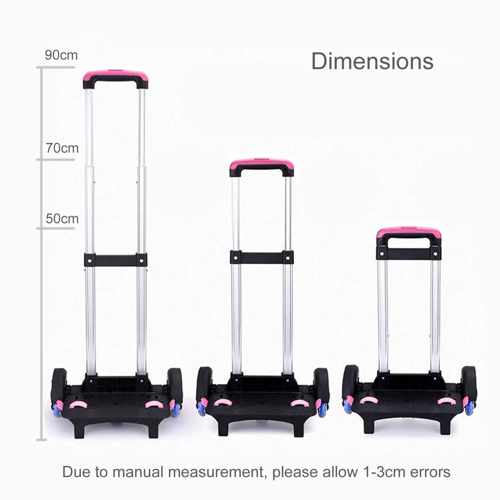 Backpack Trolley Wheeled Trolley Aluminium Alloy Foldable Hand Cart 6 Wheels Rolling Luggage Carts for Kids School Y240820