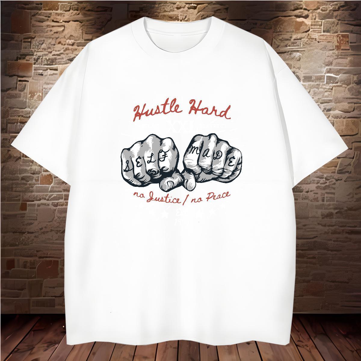 T Shirts Men 100% Cotton 230g hand- Hip Hop Street Breathable Short Sleeve Black White Mens Tshirts Brand Designer Tops