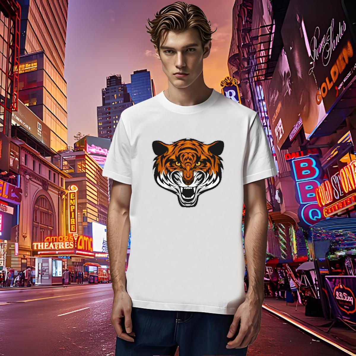 Free Shipping Men T Shirts tiger Round Neck Short Sleeve Sports Casual Customized 230g 100% Cotton Men Tees Brand Clothings