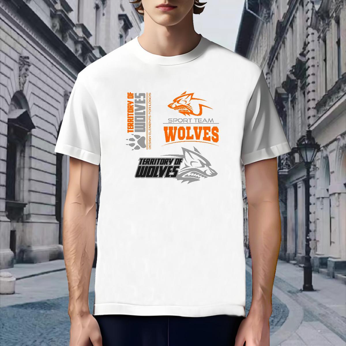 Popular T-Shirts for Men wolf Round Neck Short Sleeve Home Outdoor Custom Printing 230g Pure Cotton Couples T Shirts Wholesale Clothings