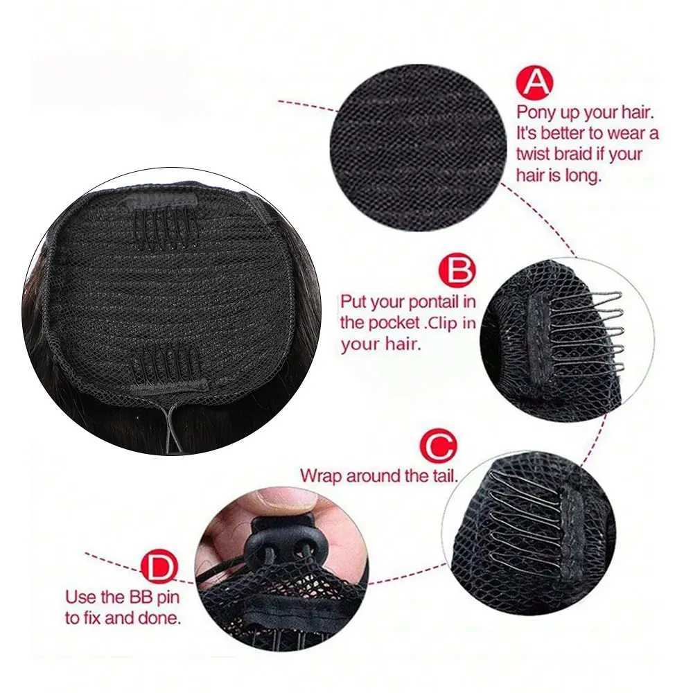 New Mi body wave human ponytail female hair extension natural black clip pull ponytail hair extension 8-26 inches W240817