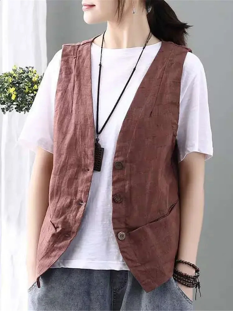 Fashion Full Match Tank Top Womens Minimalist Elegant Retro Summer Sleeveless Casual Single Chest Coat 240819