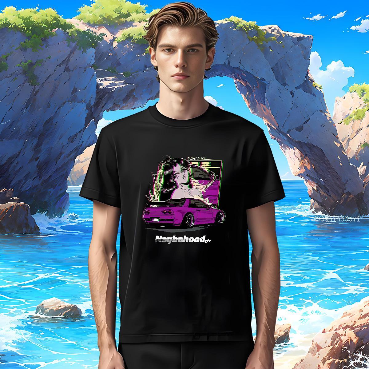 Popular car 230g 100% Cotton Men Clothes T-Shirt Sport Breathable Men T Shirts Fashion DIY Anime Tees
