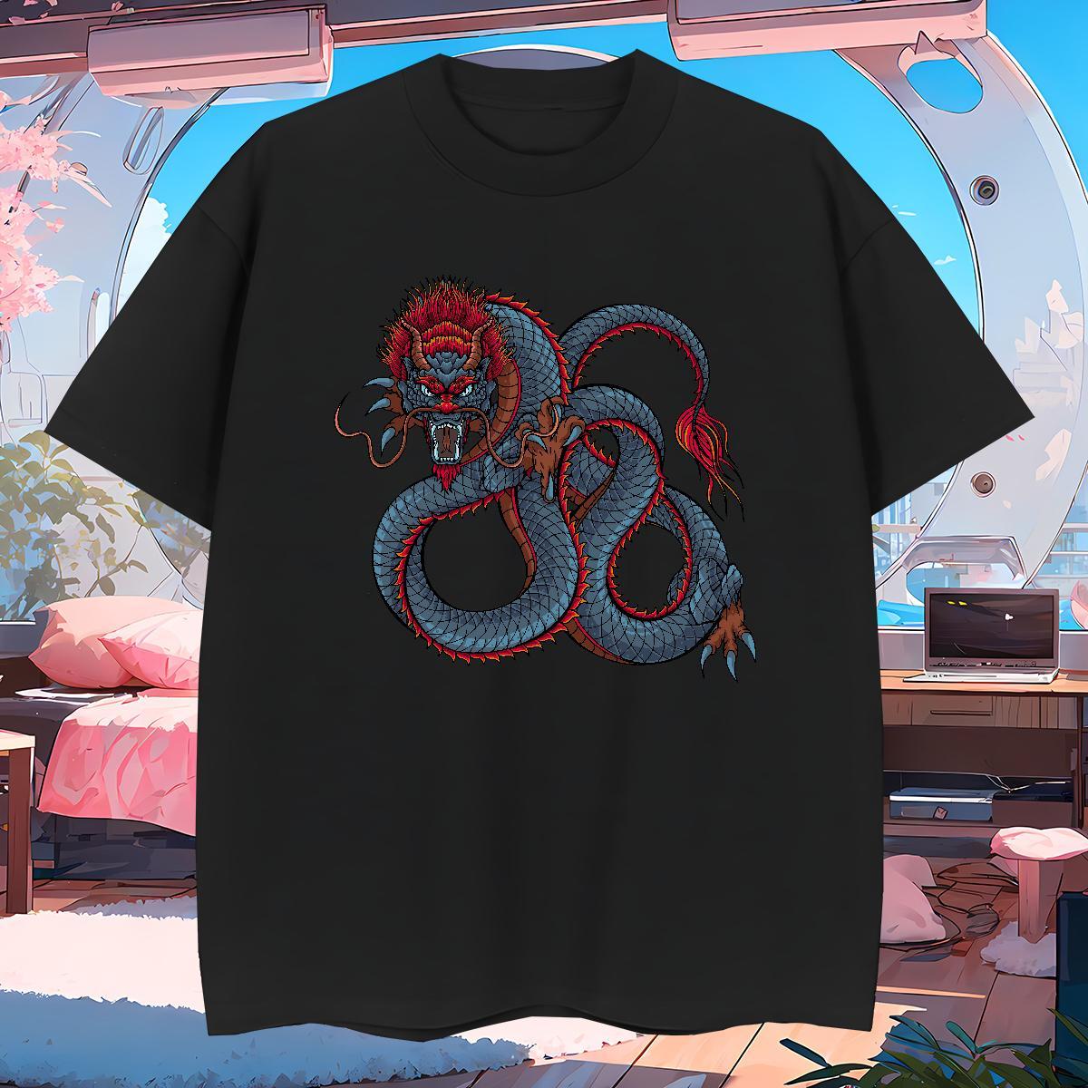 T Shirt For Man 230g 100% Cotton dragon Casual Beach Breathable DIY Logo Oversized Mens Tshirts New TOP Quality Tops