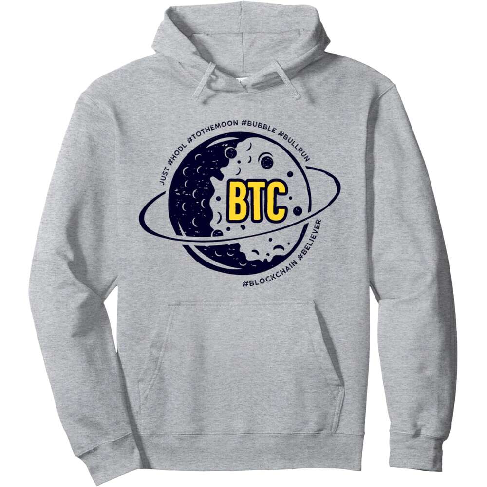 Hoodie for Mens Womens To The Moon And Back Bitcoin Cryptocurrency Graphic Pullover Hoodie Hoodies sweatshirt pullover jacket Long sleeve