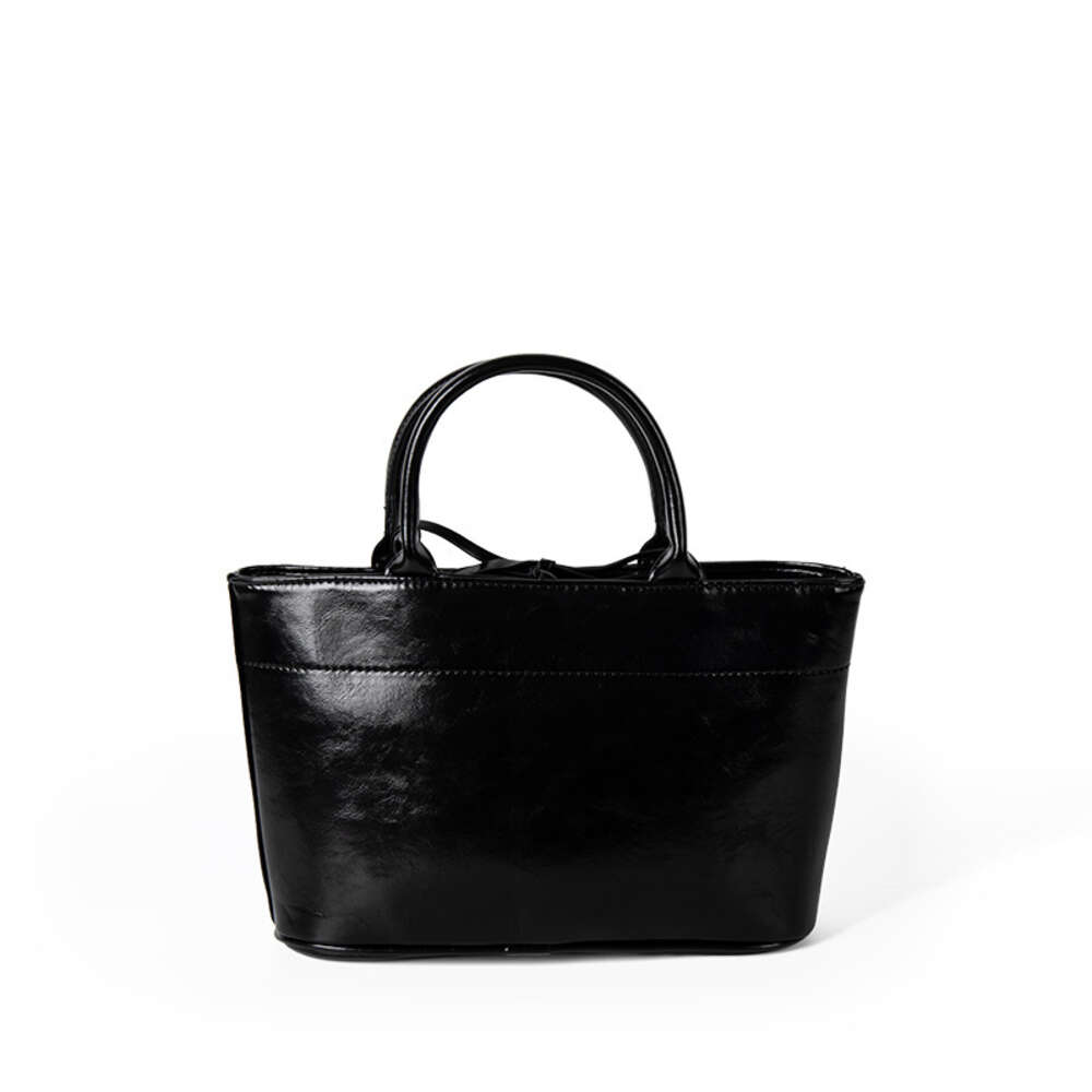Summer Korean version vegetable basket handbag, simple solid color, open mouth bucket bag, high-end, exquisite, niche commuting bag