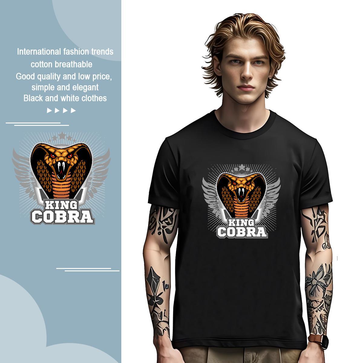 Popular Mens T Shirts cobra Breathable Crew Neck Street wear Hip Hop Custom Cartoon 100% Cotton 230g Tshirt for Man Woman New Tee Shirt
