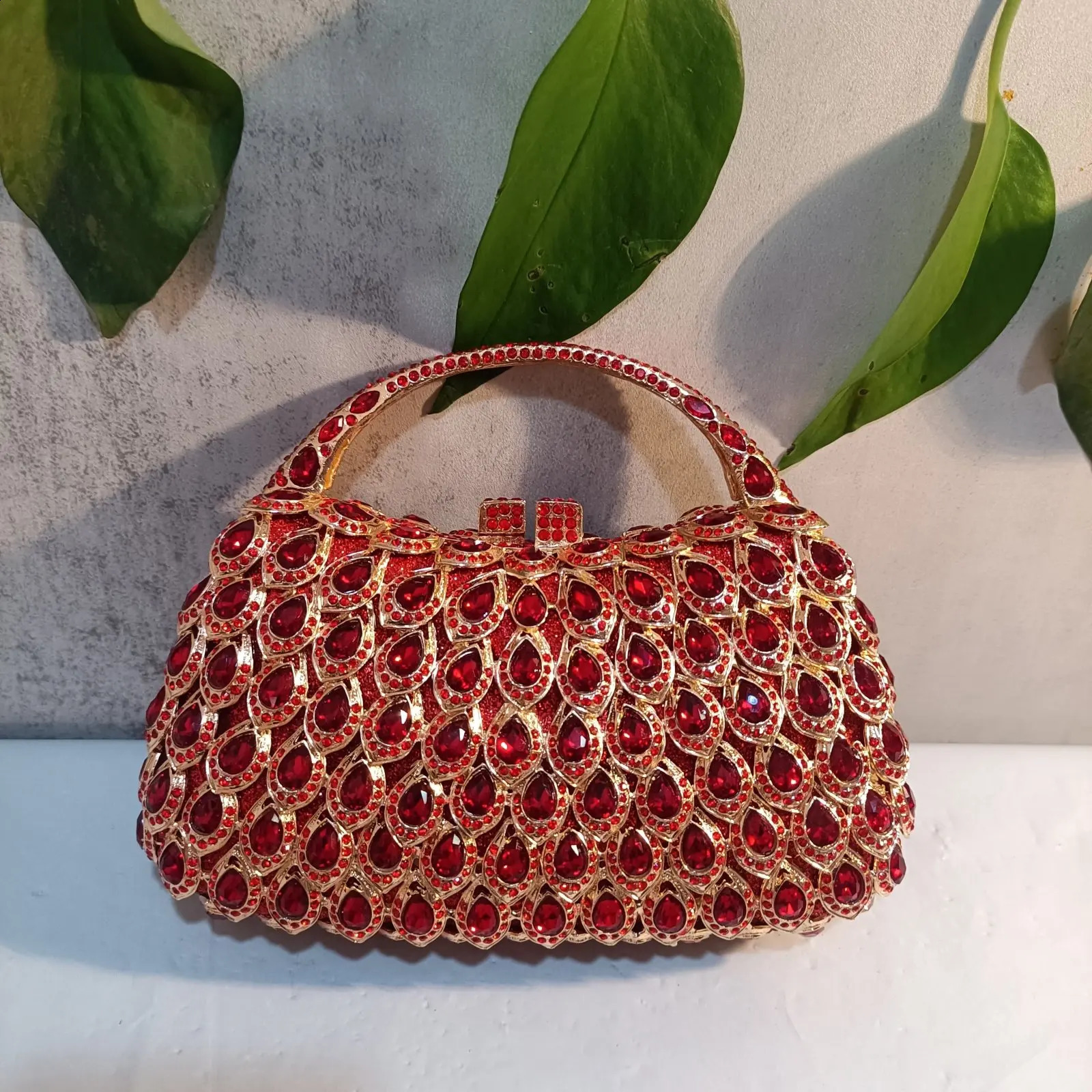 Wine Stones Women Crystal Clutch Bag Lady Evening Party tail Rhie Clutches Bags Handbags Wedding Purse Red 240820 f9b6