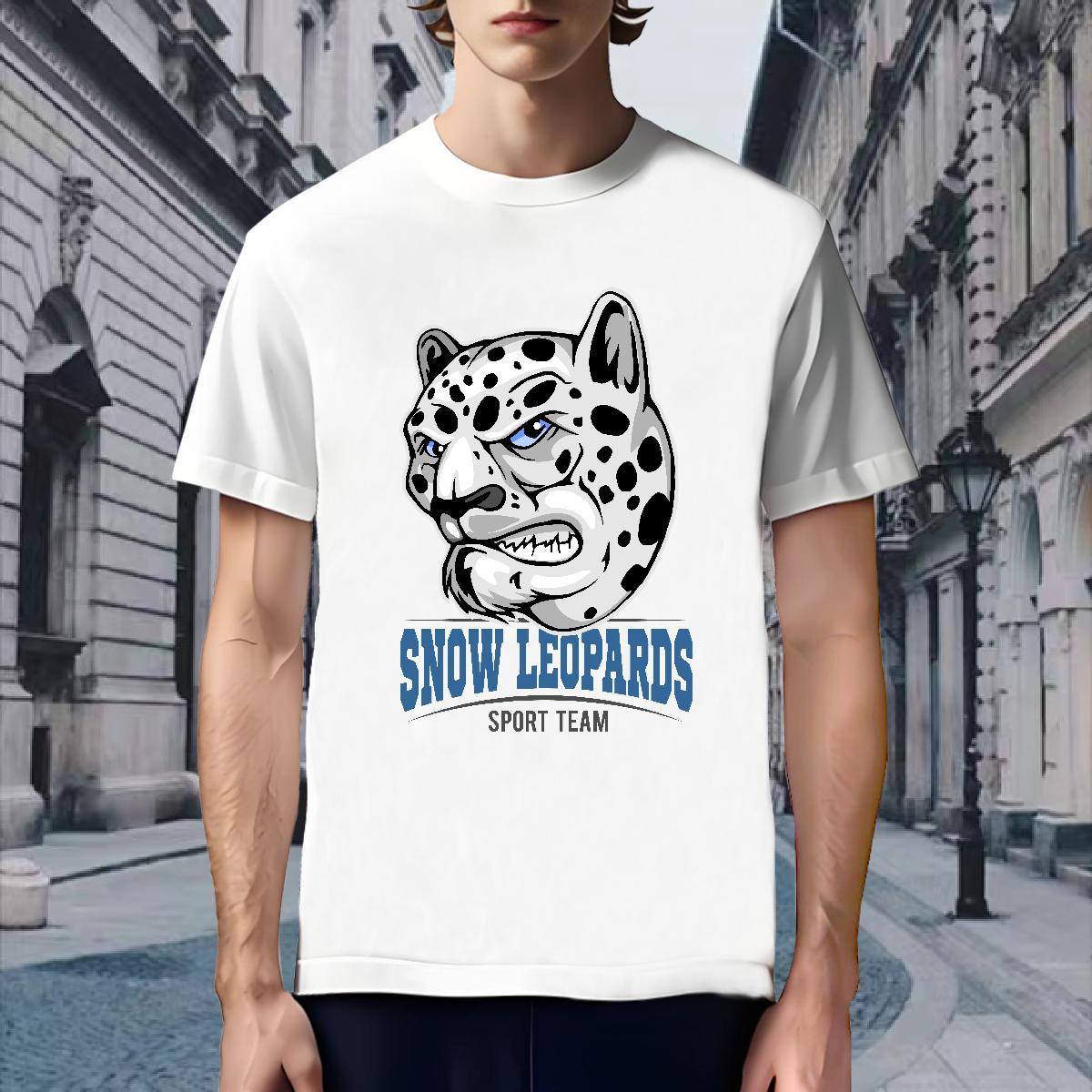 Loose Fit T Shirt For Man leopard Breathable Crew Neck Sport Custom Big Size 230g Pure Cotton Men Clothes T-Shirt Fashion Casual Tops Shirt