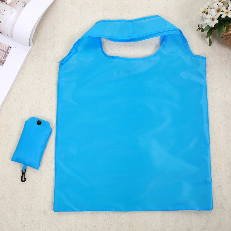 Shopping Bag Solid Color Ecofriendly Folding Reusable Portable Shoulder Handbag Polyester for Travel Grocery y240925