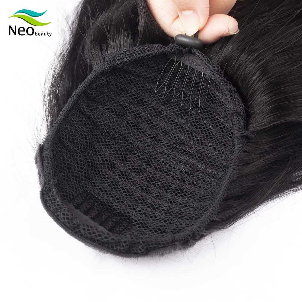 30 32 34 inch ponytail human hair extension straight ponytail brushed and packaged 10A high quality W240817