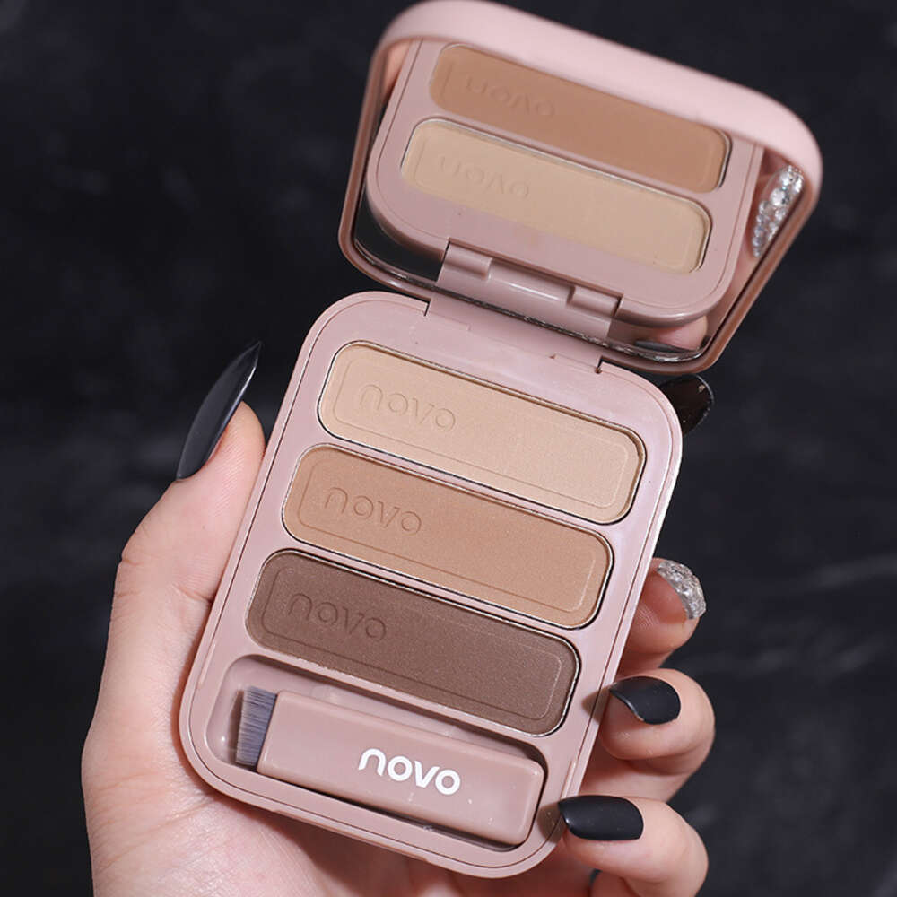 Professional Artist Grade NOVO Tri-Color Eyebrow Powder - Durable, Seamless Application