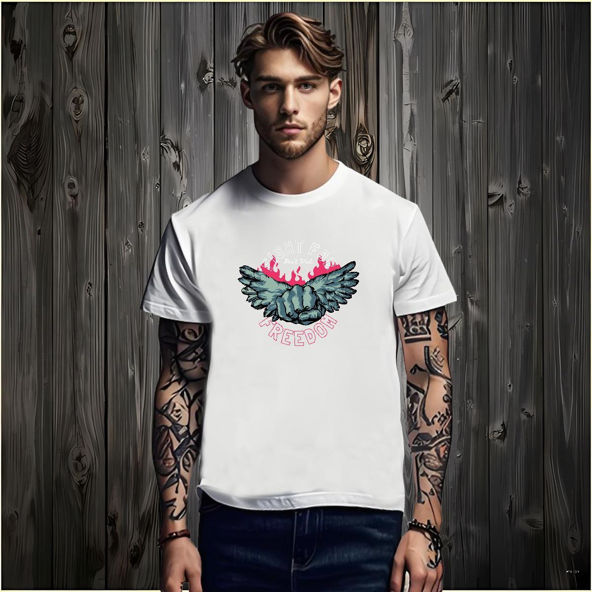 Mens T Shirts 230g Cotton wing Sport Breathable Short Sleeve Custom Printing Men Tops Tees 2024 Summer Cool Design Clothes