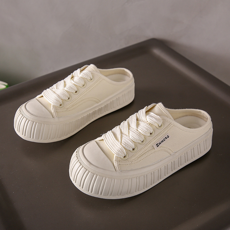 Ddmysports Canvas For Women Spring New Student Korean Edition Instagram Versatile Thick Sole Alf Slipperboard Casual Shoes TP OUTDOOR