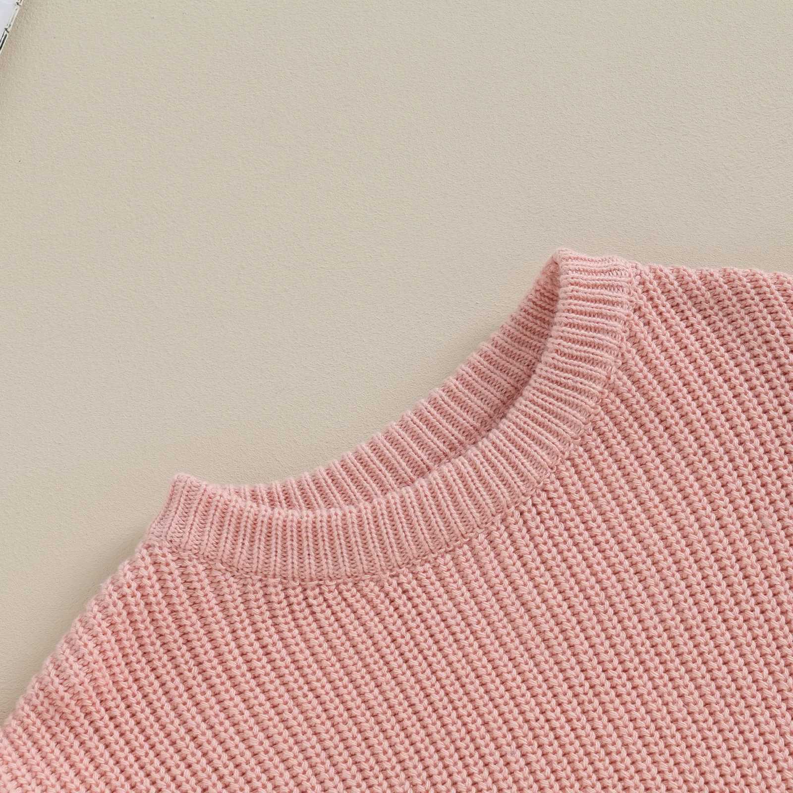 Cute pleated long sleeved baby girl sweater warm winter childrens knitted clothing solid crochet top loose knit top W240820
