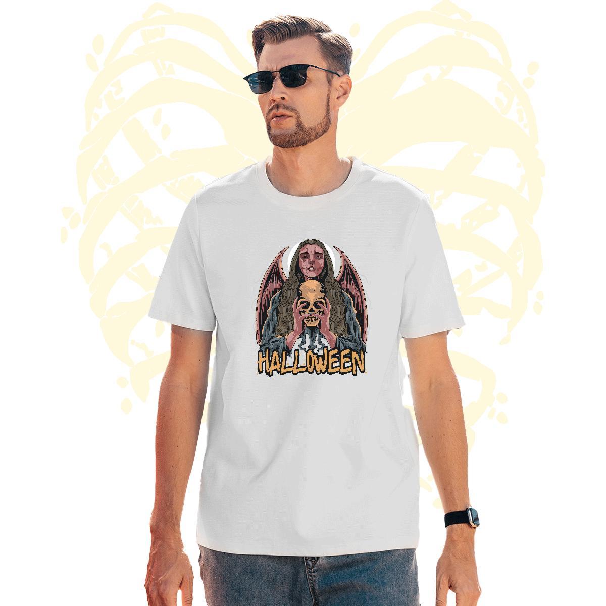 Brand T-Shirts skull O-Neck Short Sleeve Hip Hop Black Oversized 230g Cotton Tshirt for Man Woman Wholesale Tops Tees