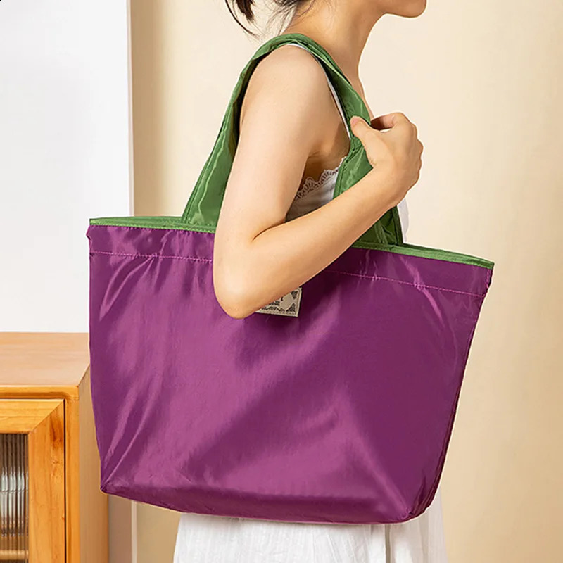 Large Supermarket Shopping Bag Drawstring Vegetable Fruit Environmental Protection Fashion Shoulder Handbag Grocery y240925