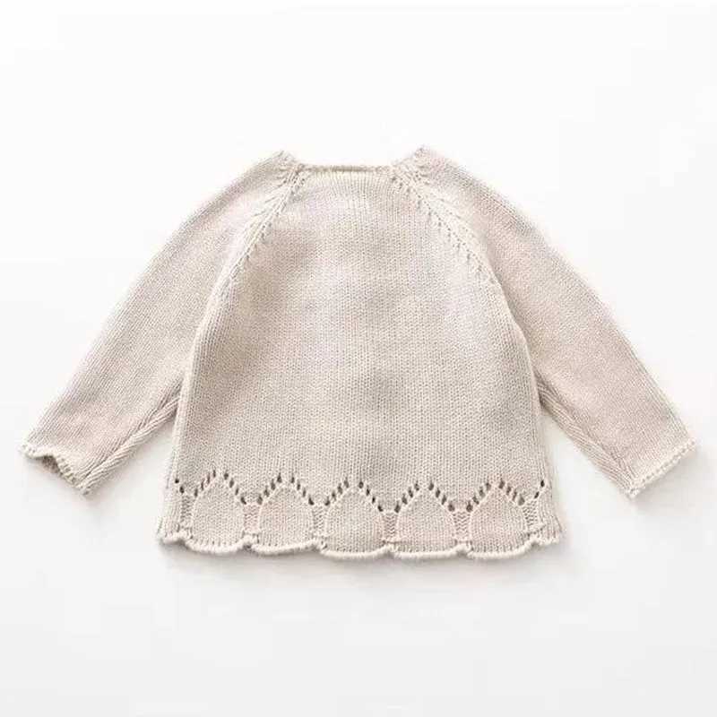 Beiges Childrens Sweater Cardigans Fashion Girls Knitted Crewneck Coat Spring Autumn Baby Long Sleeve Top Casual ClothingXJ240819