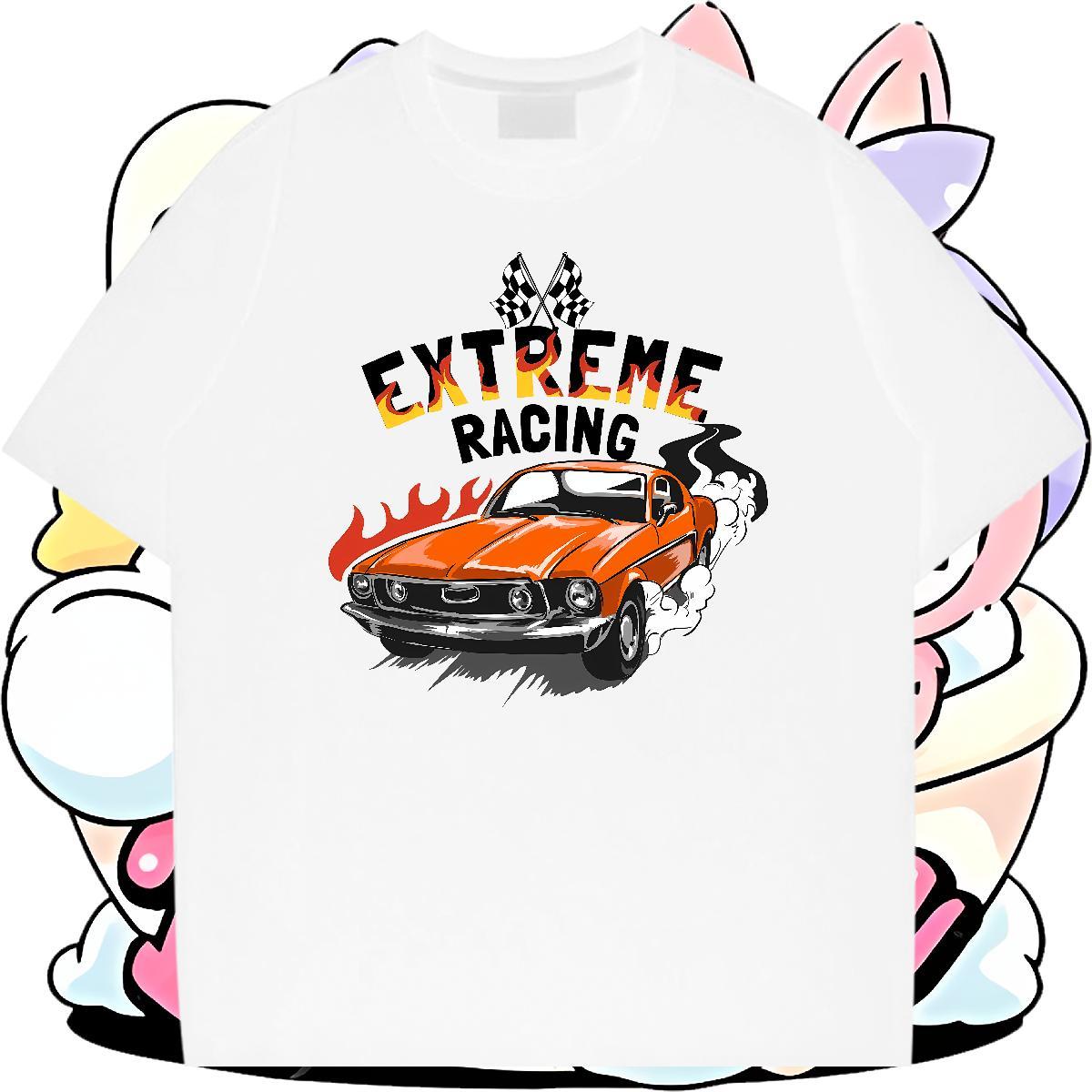 Classic car 230g Cotton Tshirts Sports Casual O Neck Short Sleeves T-Shirts for Men Classic Casual Graphic Clothes