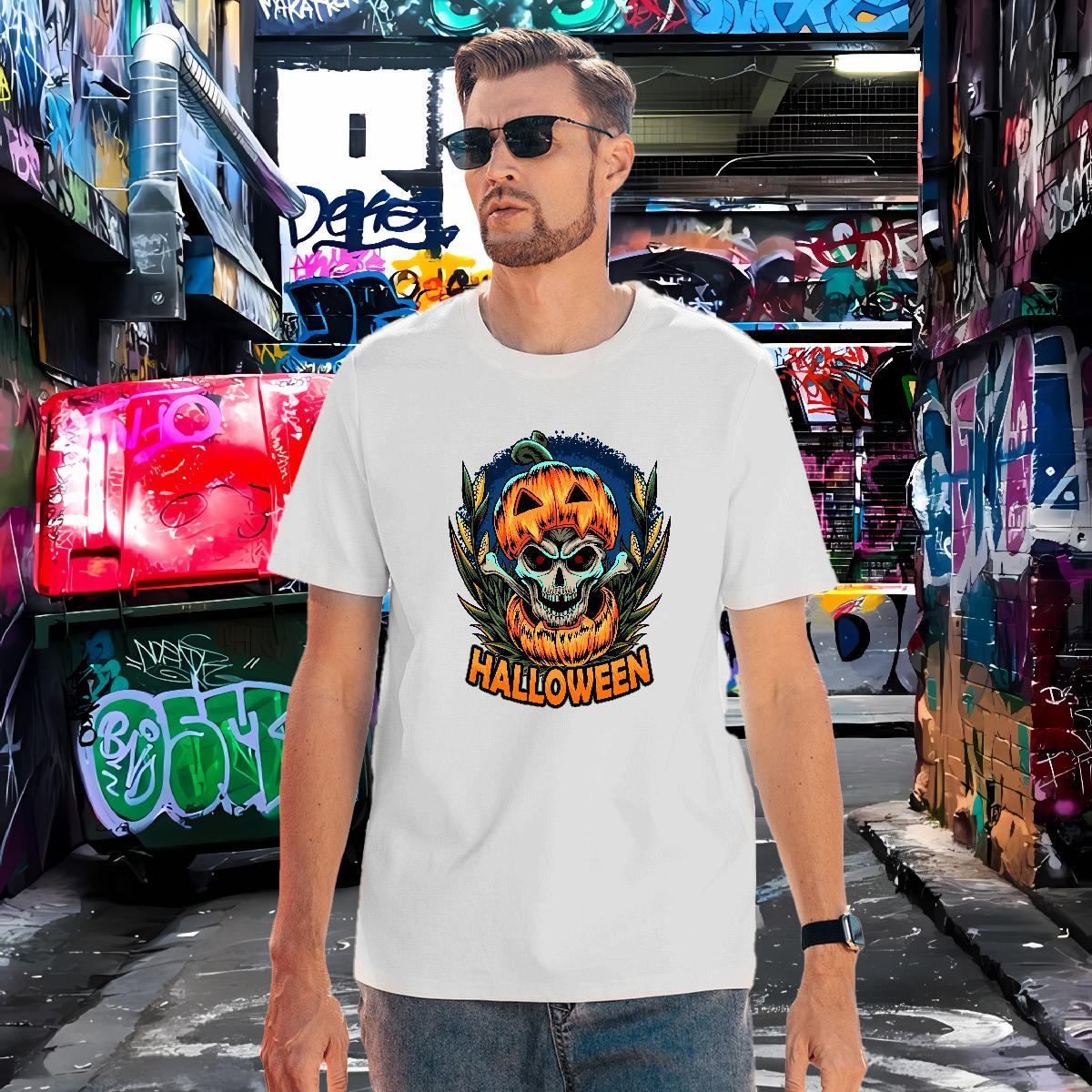 New Arrival Men Tees halloween Street Casual 230g Pure Cotton Tshirts Crew Neck Cool Man T Shirts Black Oversized