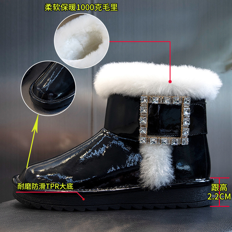 Ddmysports True Wool Women In Autumn And Winter New Mid Length Waterproof Cotton Boots For Warmth Plush Snow S Trend OUTDOOR