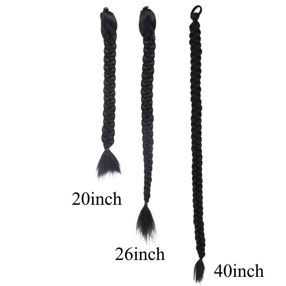 40 inch ultra long box braided brushed ponytail synthetic natural ponytail wig suitable for black women to clip and extend their hair W240817
