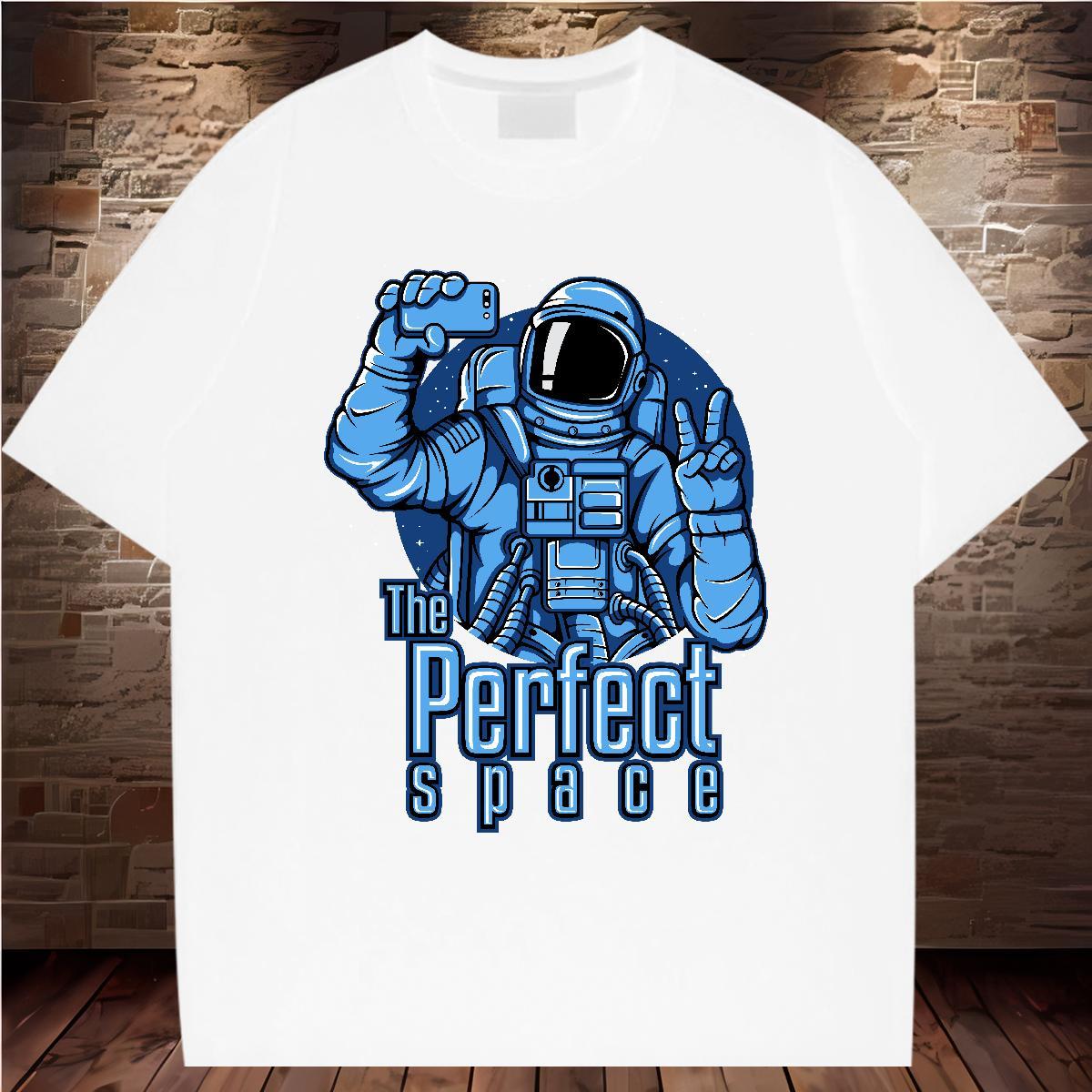 Classic spaceman 230g 100% Cotton Men Tshirts Casual Daily Wear O Neck Short Sleeves Men T Shirts Classic Casual Customized Tees Shirts