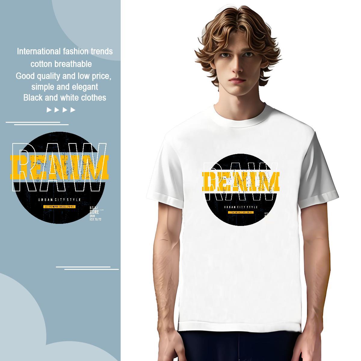 Designer letter 100% Cotton 230g Men Clothes T-Shirt High Street Hip Hop Breathable Crew Neck Man T Shirts 2024 DIY Anime Tees Shirts
