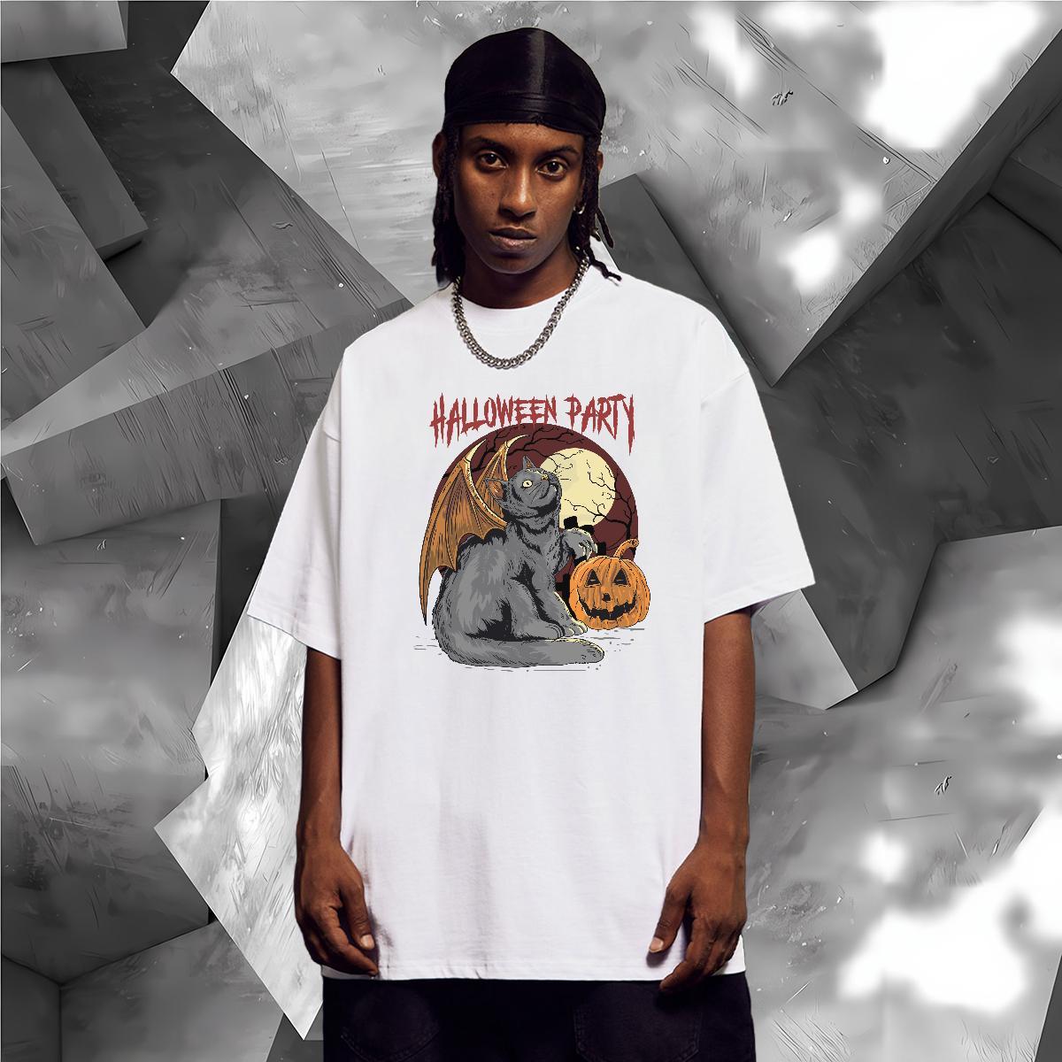 Free Shipping Men T Shirts pumpkin Round Neck Short Sleeve Daily Outfit Custom Print Oversized 230g Cotton Men Tops Tees 2024 Wear