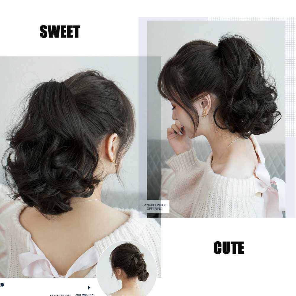 Wigsin 10 inch synthetic short curly ponytail claw clip hair extension cute female hair clip W240817