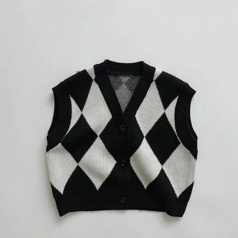 Spring Autum Baby Fashion Sweater Vest Girl Children Knitted Sleeveless Pullover Tops Kid Boy Casual Loose WaistcoatXJ240819