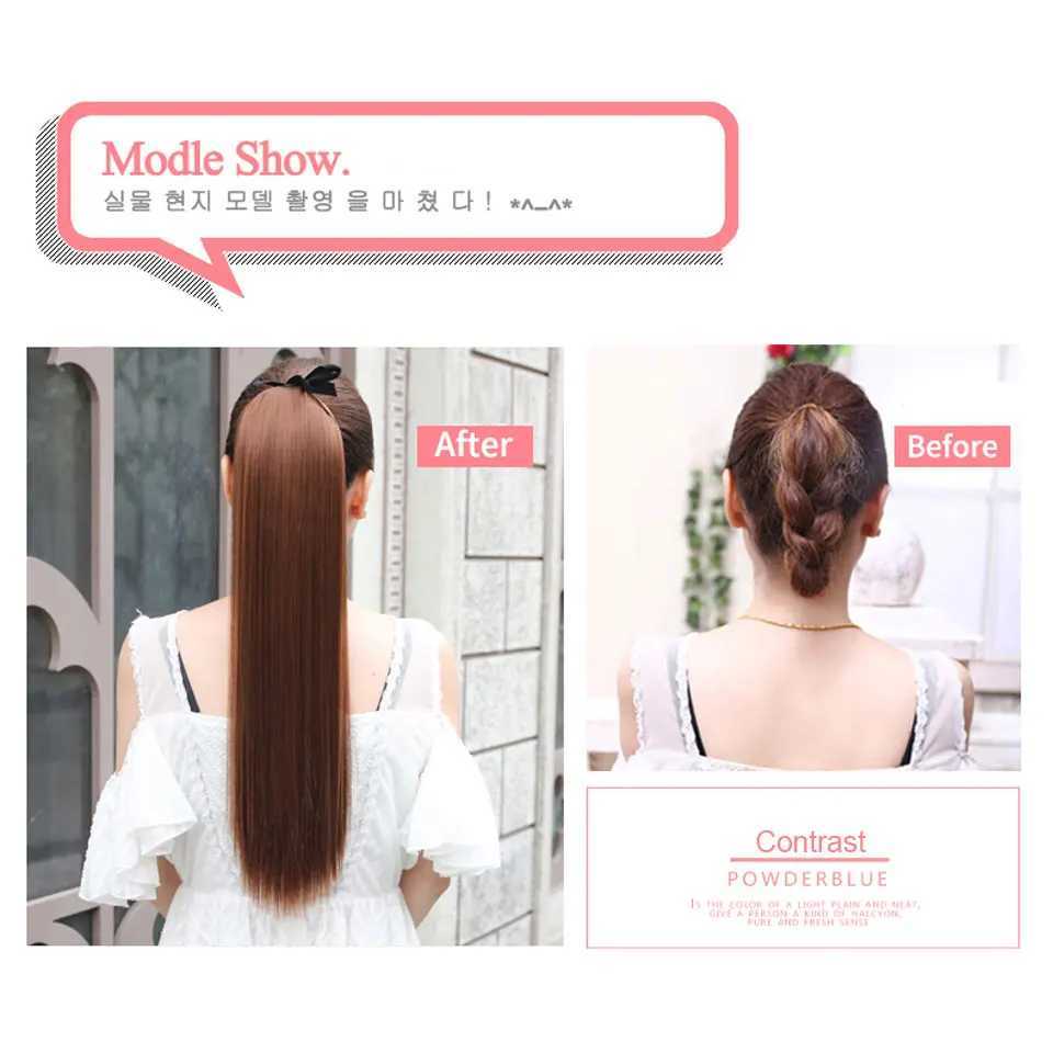 MSTN 30 inch synthetic fiber straight hair with ponytail extension fake hair wig chip style hair extension ponytail wig W240817