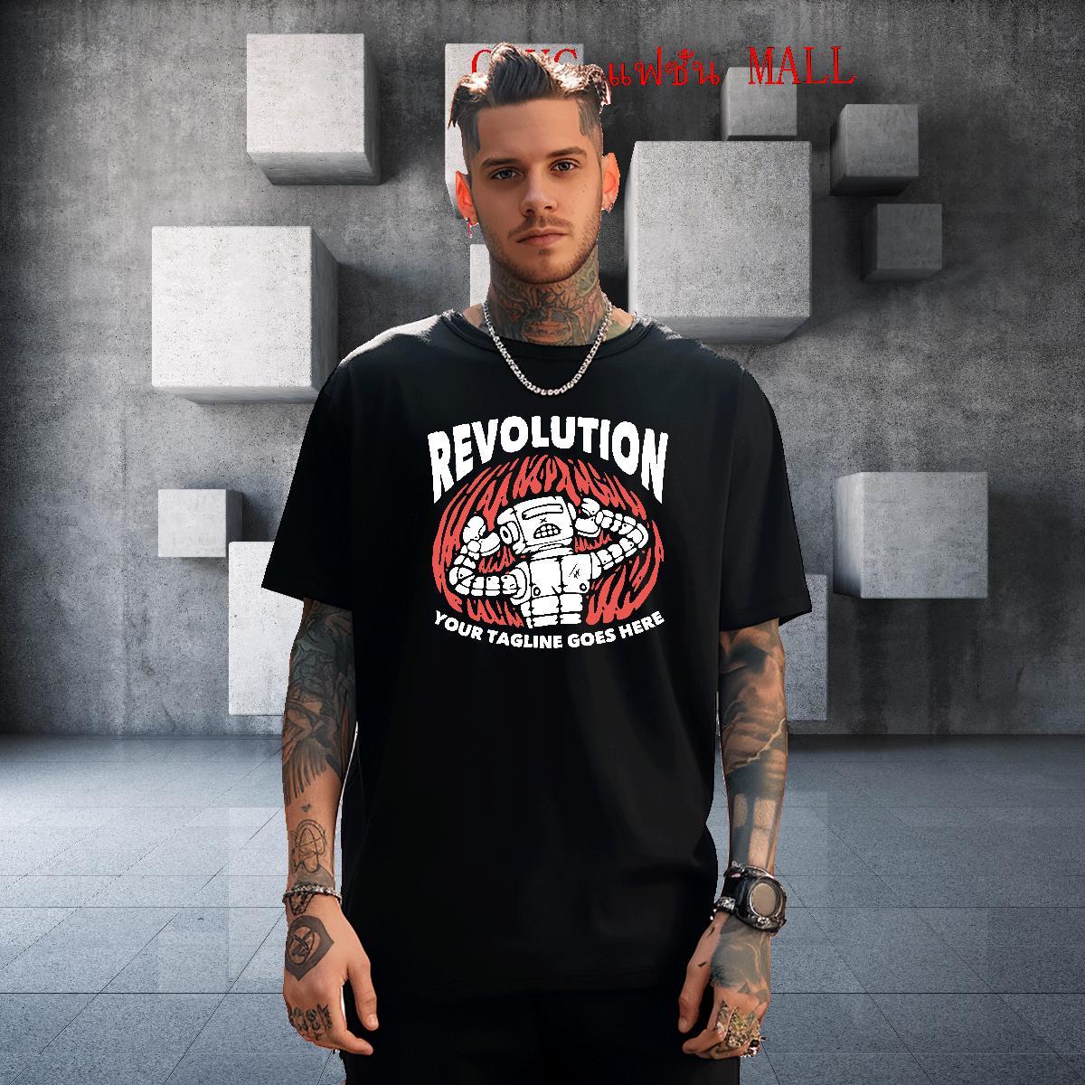 Classic robot 230g Pure Cotton Men Clothes T-Shirt Sports Casual Round Neck Short Sleeve T-Shirts 2024 White Plus Size Polos