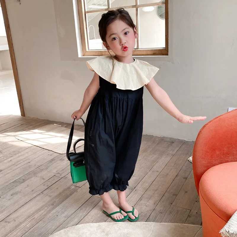 Childrens jumpsuit childrens tight fitting suit jumpsuit full body harem pants detachable jumpsuit sleeveless game suit childrens loose fitting set W2