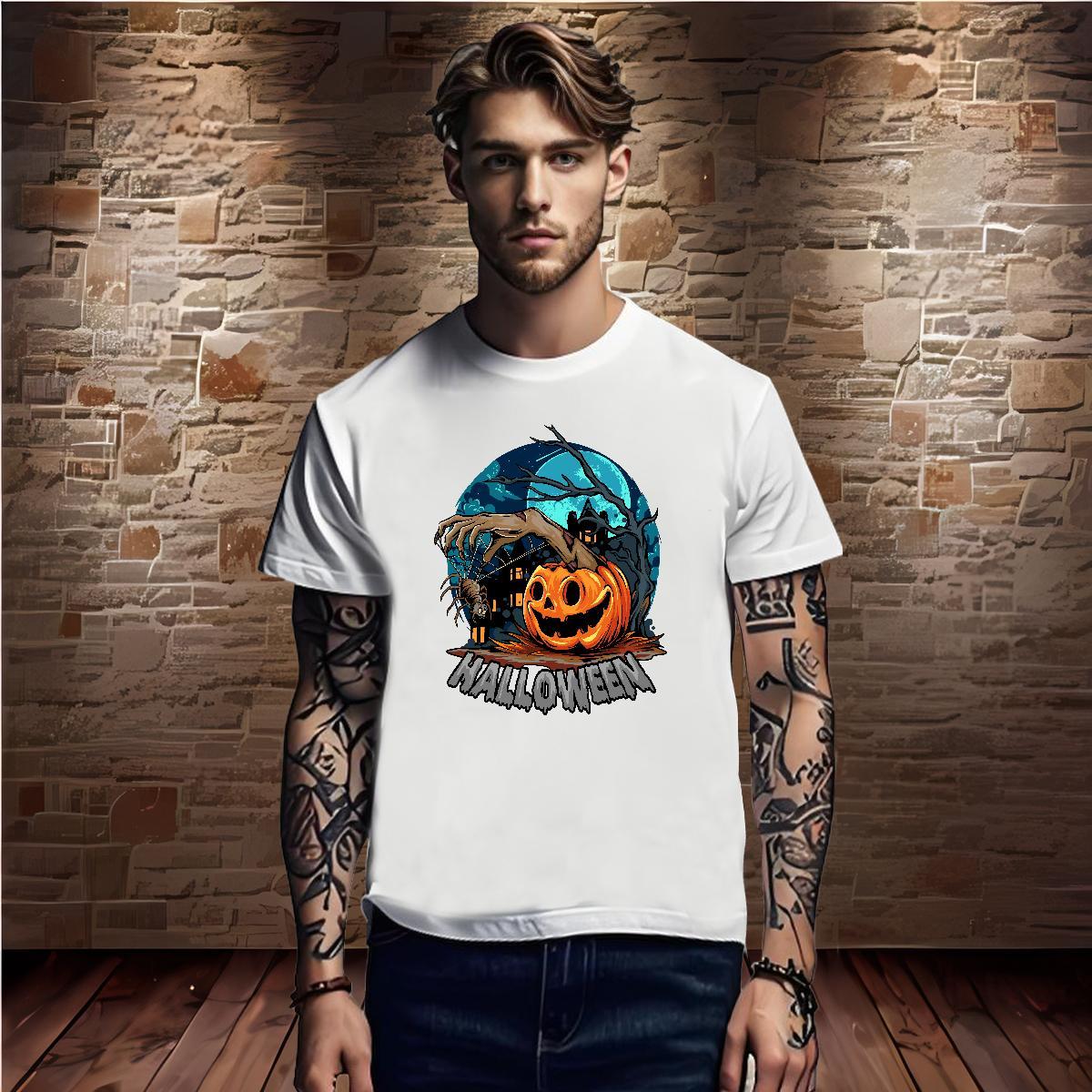 Fashion Casual Men Tshirts halloween Hip Hop Street 230g 100% Cotton Tops Shirt Breathable Soft Brand T shirt Floral Print