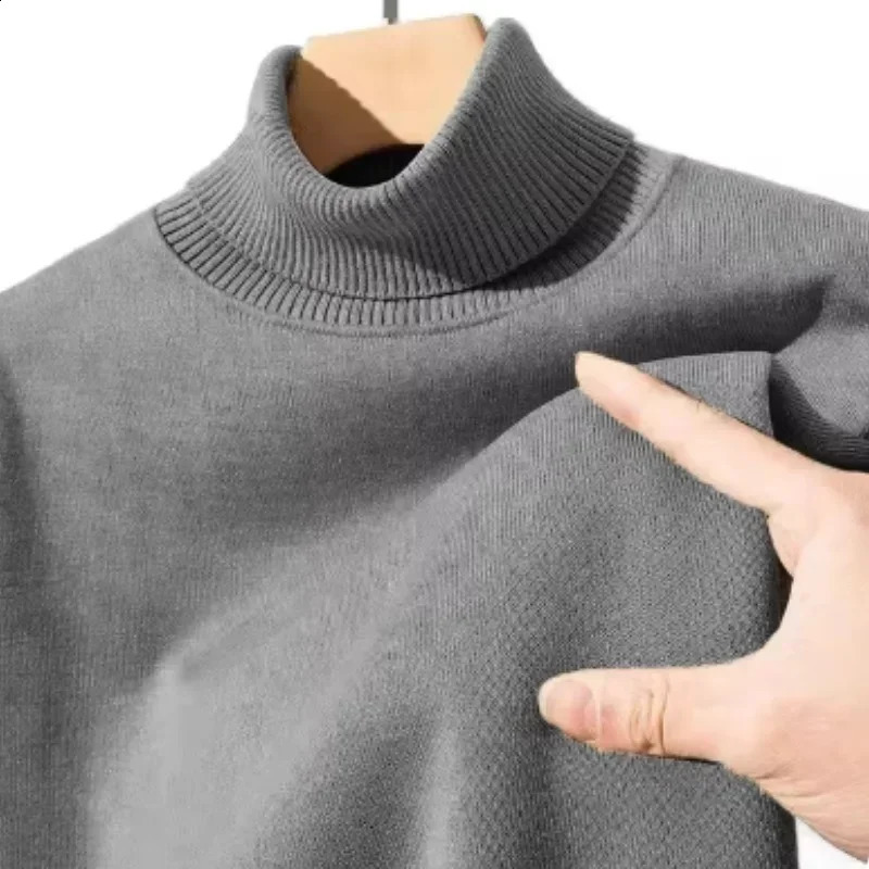 Mens autumn and winter casual high neck long sleeved street sweater solid color floral knitted 240819