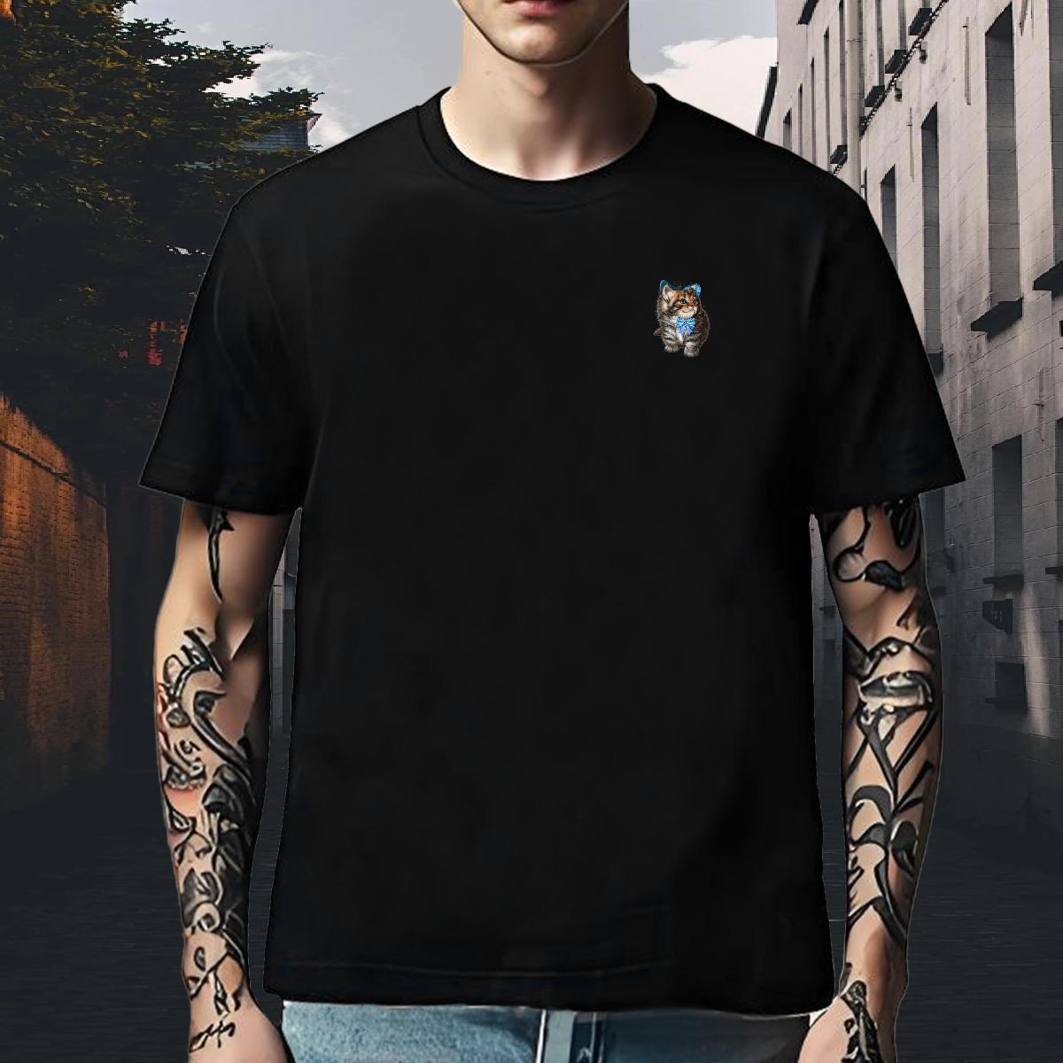 Classic Men Tops Tees Street Wear 230g 100% Cotton Custom Big Size Short Sleeve O-Neck cat T-Shirts New Designer Clothes