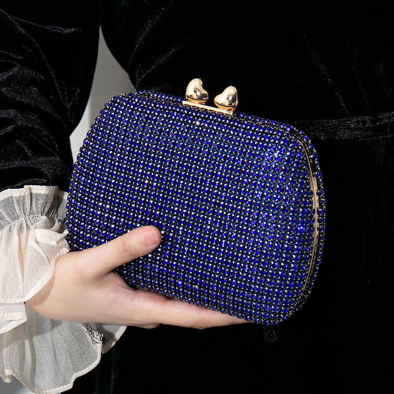 2024 new diamond studded fashionable and elegant banquet dress handmade rhinestone bag, shiny hand-held bag