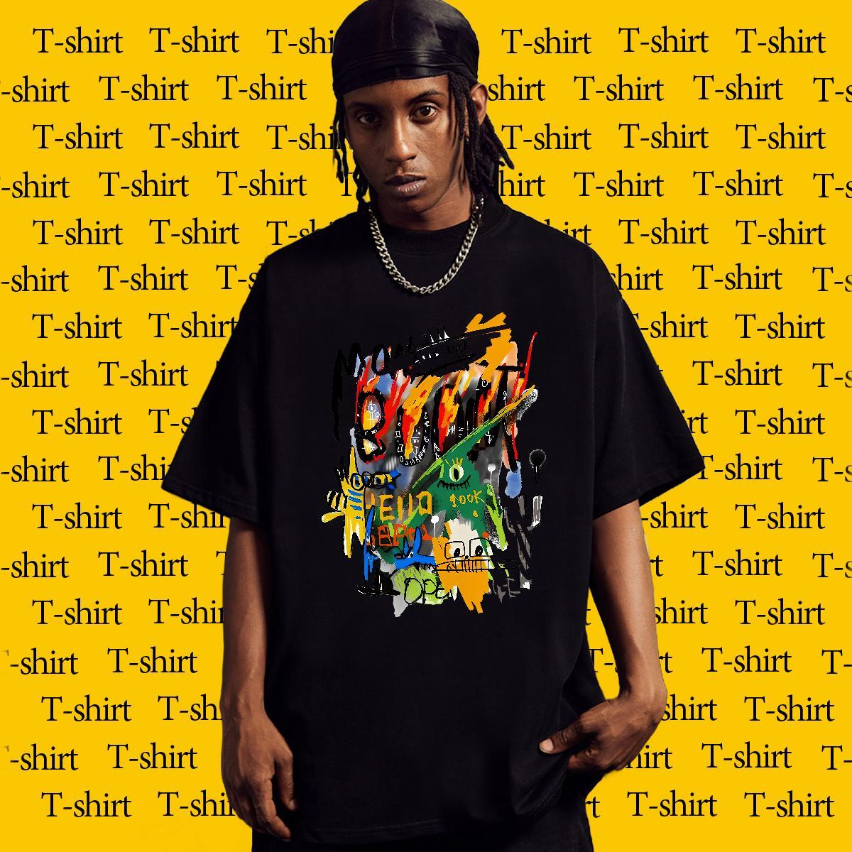 DIY Customized cartoon Men Tops Tees 230g 100% Cotton T shirt Skull Daily Wear O-Neck Short Sleeve TOP Quality Top Tees