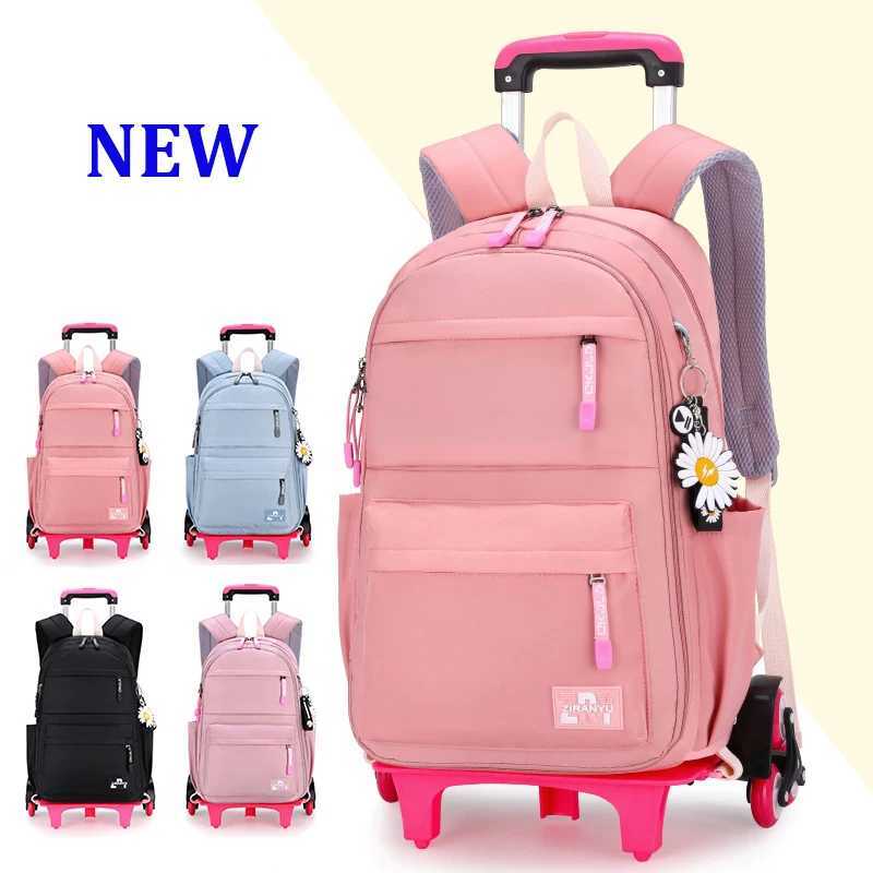 2023 Student School bag Rolling Backpack kids Trolley bag girl school backpack Multifunctional child waterproof backpack wheels Y240820