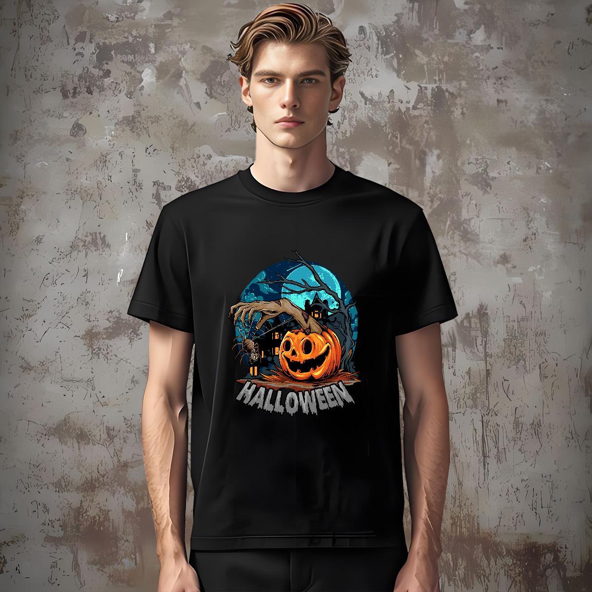 Stylist Men Clothes T-Shirt halloween Casual Beach 230g Cotton Tee Shirt Short Sleeve Soft High Quality Men T Shirts DIY Logo Oversized