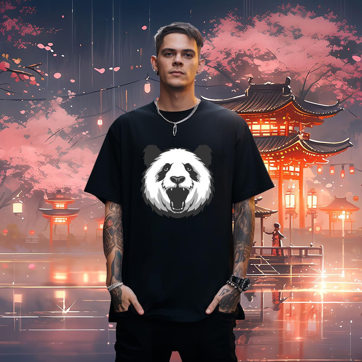 Free Shipping Tshirt for Man Woman panda Hip Hop Street 230g Cotton Tops Shirt O Neck Short Sleeves Loose Men T Shirts Customized