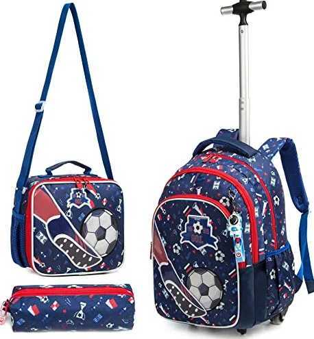 18 Inch School Wheeled Backpack for Boys Girls Travel Rolling Backpack 18 inch School Trolley Bag Set Lunch Bag and Pencil Case Y240820