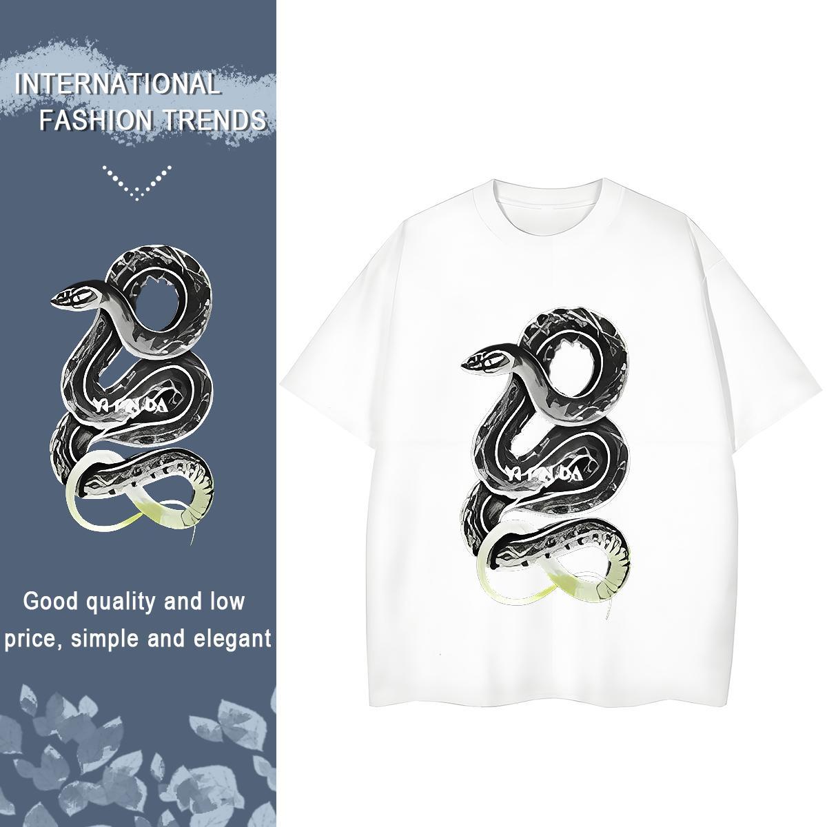 Designer Women Tshirts Sport O-Neck Short Sleeve Clothes Shirt Free Shipping 100% Cotton 230g snake Floral Print Womens T Shirts