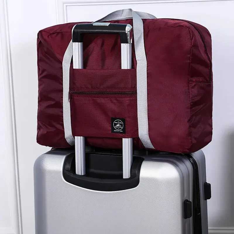 1Pc Red/Navy/Green Multifunctional Folding Travel Bag Single Shoulder Hand Luggage Bag Large Capacity Luggage Storage Waterproof CL240820