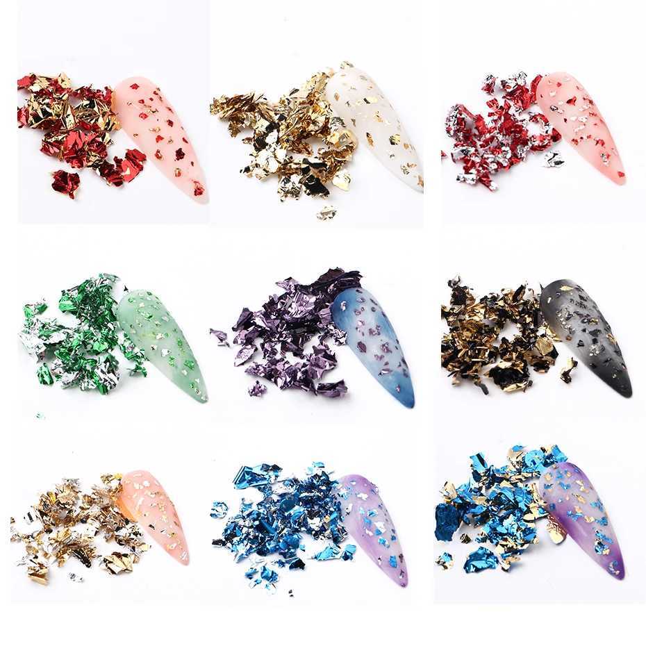 1Box 3D Irregular Aluminum Foil Glitter Sequins For Nails Gold Sliver Double Sided Design Sparkly UV Gel Polish Nail DecorationXJ240815