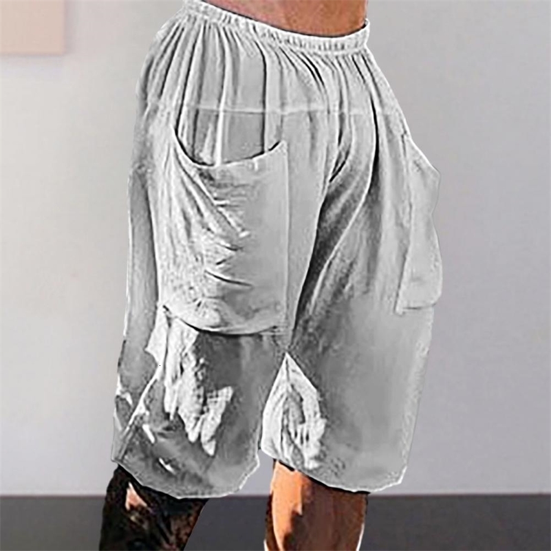 Fashion Summer Mens Linen Shorts Men Cotton Beach Short Wild Leisure Loose Solid Cargo Shorts for Men Sweatshorts 240819