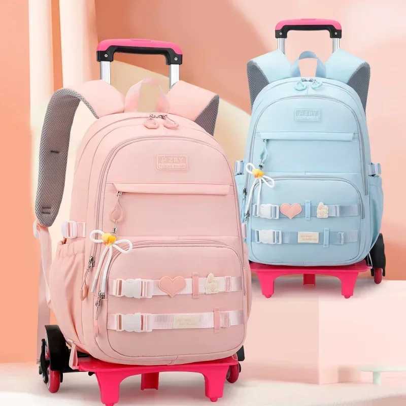 School Rolling Backpack Bags School Wheeled Backpack for Girls Kids Primary Trolley Bag for Girls School Bag Wheels for Girls Y240820