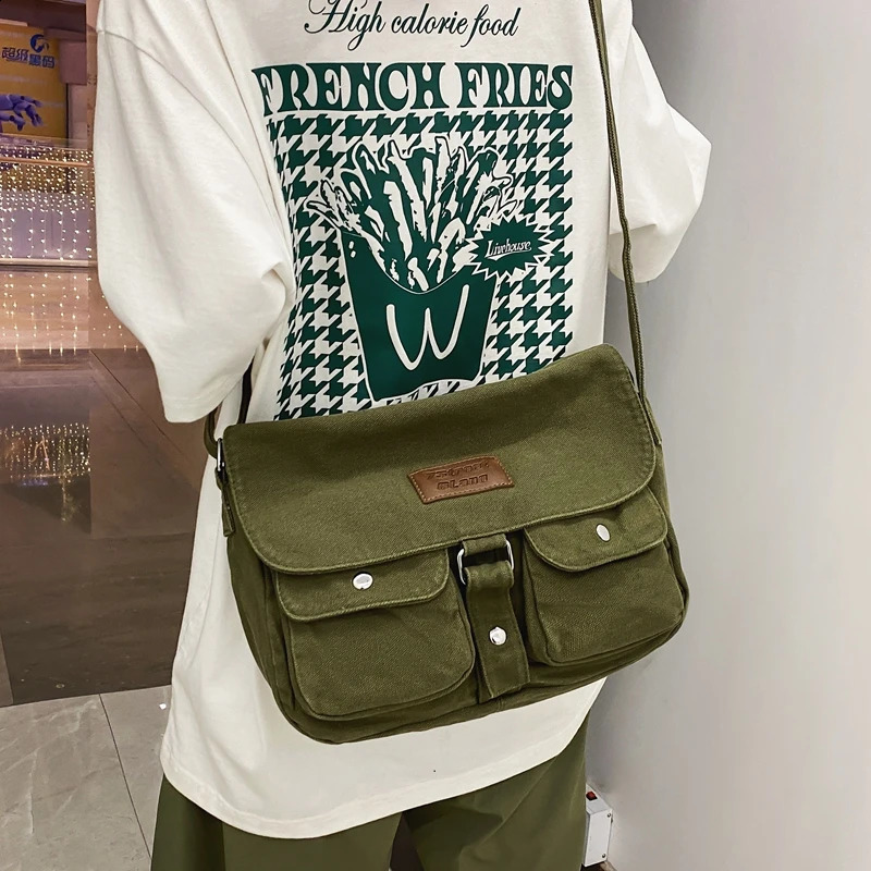 High Quality Canvas Handbag Shoulder Bags Large Capacity Crossbody Bags For Women Simple Casual Messenger Bag Student School Bag 240819